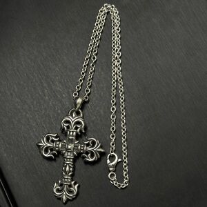 Chrome Hearts Silver XL Filigree Cross Pendant With 20 Inch NE Chain